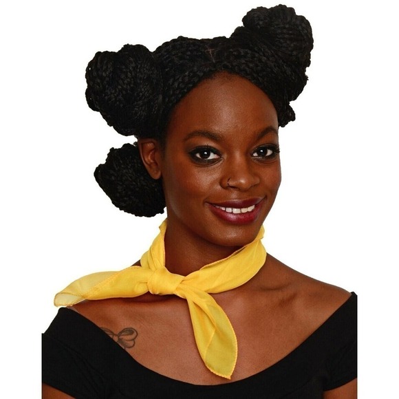 50s Style Sheer Chiffon Square Scarves Set 1 Orange and 1 Yellow Scarf - Hey Viv - Picture 4 of 6